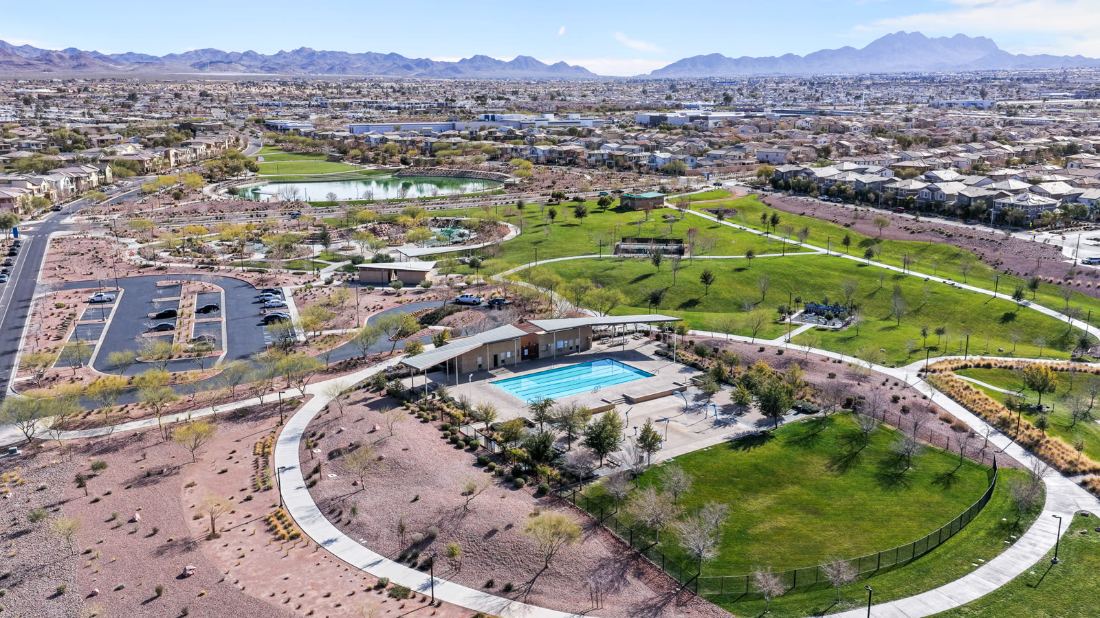 Aerial view of a neighborhood park